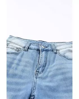 Azura Exchange Джинсы прямого кроя с высокой талией и разрезами по бокам 16 US небесно-голубой