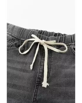 Azura Exchange Джинсы с рваными краями и эластичной резинкой на талии S серый