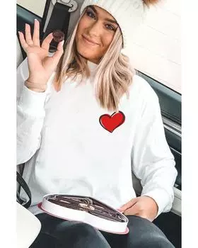 Azura Exchange Свитшот-пуловер с вышитым сердцем 2XL белый