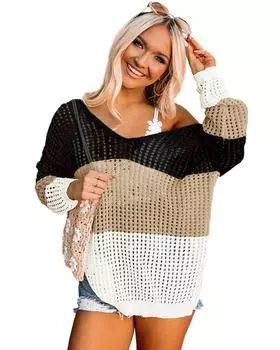 Azura Exchange Вязаный топ с перекрученной спинкой и люверсами M чёрный