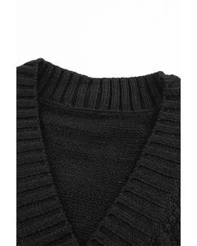 Azura Exchange Фактурный кардиган с пуговицами спереди 3XL чёрный
