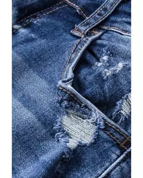 Azura Exchange Расклешенные джинсы с потертостями S синий
