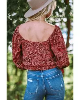 Azura Exchange Укороченная блуза с цветочным принтом L красный