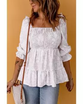 Azura Exchange Топ с баской и цветочным леопардовым принтом L абрикосовый