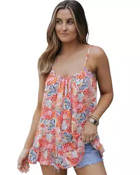 Azura Exchange Floral Print Sleeveless Top with Spaghetti Straps M разноцветный