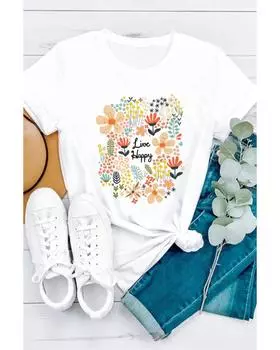 Azura Exchange Floral Print T-Shirt XL белый