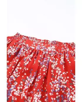 Azura Exchange Комплект из укороченного топа с цветочным принтом и макси-юбки 2XL красный