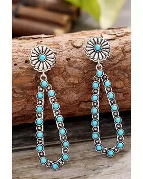 Azura Exchange Flower Turquoise Western Fashion Earrings in Alloy ONE SIZE серебряный
