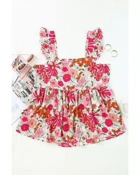 Azura Exchange Flutter Floral Print Flowy Tank Top S разноцветный