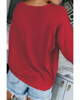 Azura Exchange French Terry Cotton Blend Sweatshirt M красный