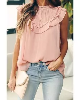 Azura Exchange Frilled Detail Tulle Tank Top XL абрикосовый