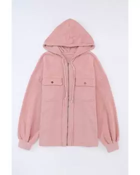 Azura Exchange Функциональная куртка на молнии с капюшоном и карманами с клапанами XL розовый