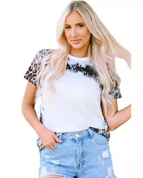 Azura Exchange Футболка с анималистичным принтом, выбеленная L леопардовый