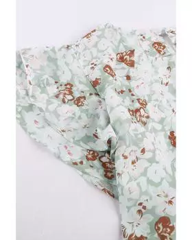 Azura Exchange Футболка с цветочным принтом и оборками на рукавах XL зелёный