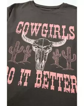 Azura Exchange Футболка с графическим принтом «Cowgirls Do It Better» S серый