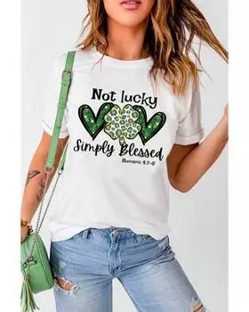 Azura Exchange Футболка с графическим принтом «Леопардовый слоган» S белый