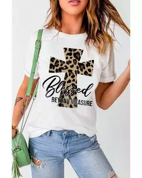 Azura Exchange Футболка с графическим принтом «Леопардовый крест» XL белый