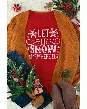 Azura Exchange Футболка с графическим принтом «Снежинка» S красный