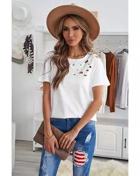 Azura Exchange Футболка с круглым вырезом из хлопковой смеси M белый