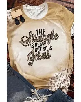 Azura Exchange Футболка с принтом «Tie Dye» в стиле винтаж с леопардовым принтом и буквами L хаки