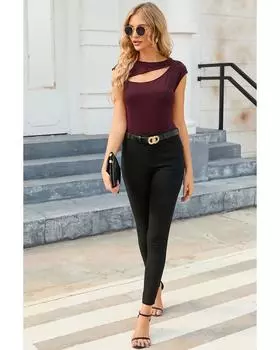 Azura Exchange Футболка с вырезом и рукавами-крылышками L красный