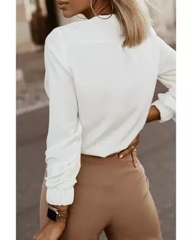 Azura Exchange Рубашка со сборками на манжетах L белый