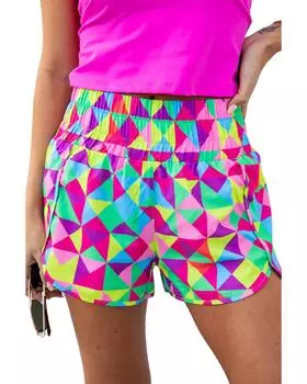 Azura Exchange Geometric High Waisted Athletic Shorts S разноцветный