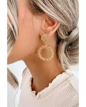 Azura Exchange Geometric Pattern Metal Charm Hollow Out Earrings ONE SIZE золотой