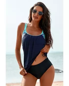 Azura Exchange Купальник танкини с геометрическим принтом S синий