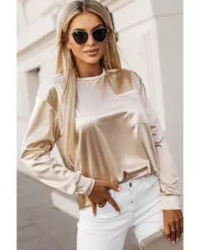 Azura Exchange Glitter Long Sleeve Top XL абрикосовый