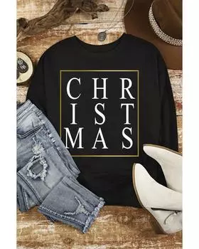 Azura Exchange Glitter Print Crew Neck Sweatshirt L чёрный