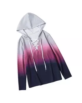 Azura Exchange Gradient Lace Up Hoodie L розовый