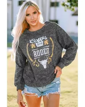 Azura Exchange Графическая минеральная свитшот с эффектом потертости S серый