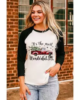 Azura Exchange Graphic Print Color Block Top M чёрный