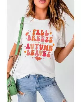 Azura Exchange Graphic Tee with Fall Breeze and Autumn Leaves Design XL белый