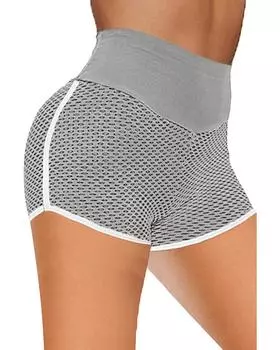 Azura Exchange Серые шорты для йоги с высокой талией и контрастными полосками в виде сот XL серый
