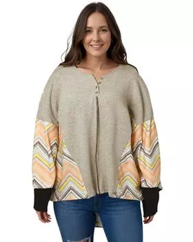 Azura Exchange Gray Plus Size Chevron Sleeves Top 4X серый