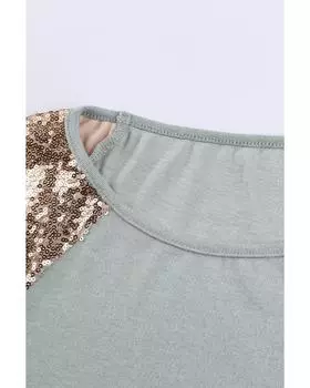 Azura Exchange Серый топ с длинными рукавами и пайетками на плечах L серый