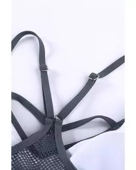 Azura Exchange Серый танкини с полосками в стиле пэчворк XL серый