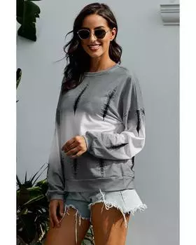 Azura Exchange Gray Tie Dye Pullover Sweatshirt L серый