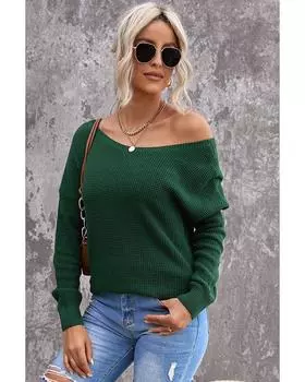 Azura Exchange Зеленый свитер с крестообразным узором на спине XL зелёный