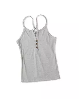 Azura Exchange Henley Striped Tank Top L белый