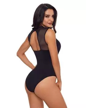 Azura Exchange High Neck Cut Out Lace Bodysuit S чёрный