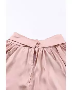 Azura Exchange Атласная блузка с высоким воротом и рукавами-фонариками XL розовый