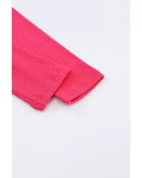 Azura Exchange Топ с длинными рукавами и высоким воротом в рубчик XL ярко-розовый