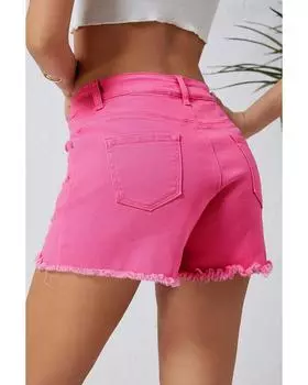 Azura Exchange High Waist Distressed Denim Shorts 14 US ярко-розовый