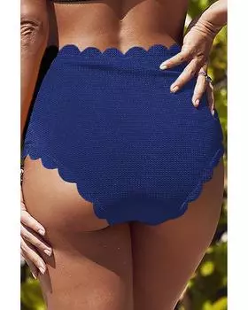 Azura Exchange High Waist Scalloped Edge Bikini Panty M синий