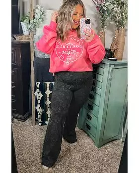 Azura Exchange Расклешенные брюки Slim Fit с высокой талией 2X серый