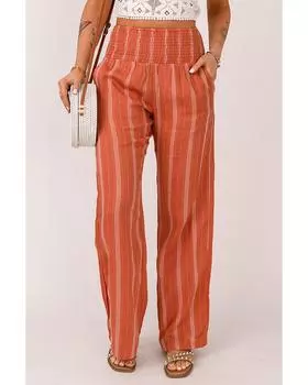 Azura Exchange Брюки прямого кроя с высокой талией L оранжевый