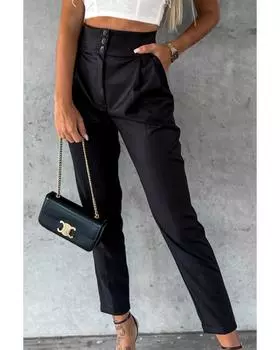 Azura Exchange Зауженные брюки с высокой талией 10 US чёрный